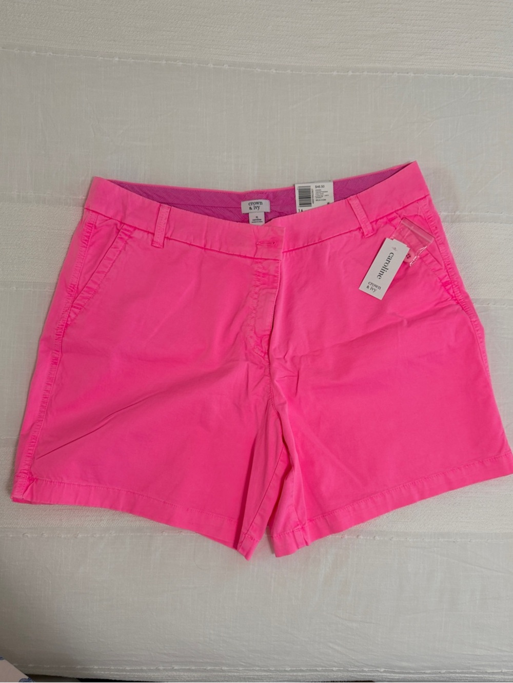 NWT Crown & Ivy Neon Pink Chino Bermuda Shorts